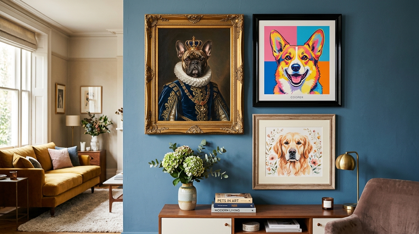 10 Best Pet Portrait Styles in 2026 - Gallery Wall with Renaissance, Pop Art, and Watercolor Custom Art