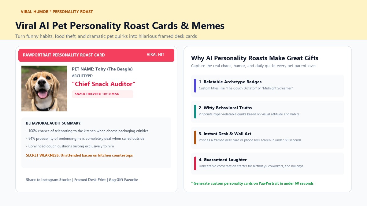 Viral AI Pet Personality Roast Cards and Funny Archetype Gifts