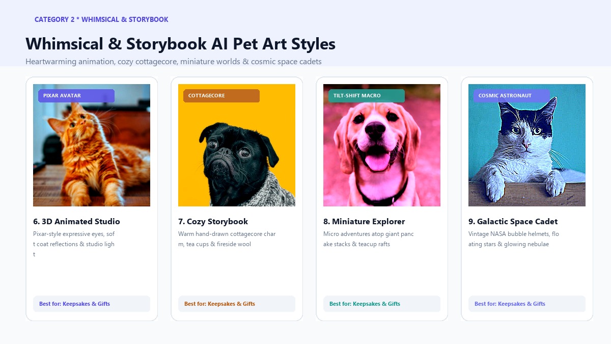 Whimsical and Storybook AI Pet Art Styles