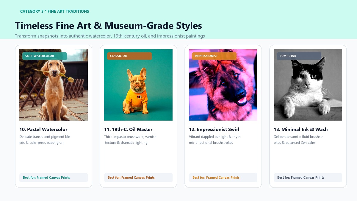 Timeless Fine Art and Traditional Masters Pet Portraits