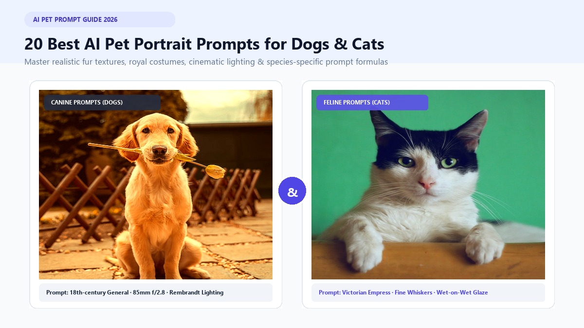 Best AI Pet Portrait Prompts for Dogs and Cats