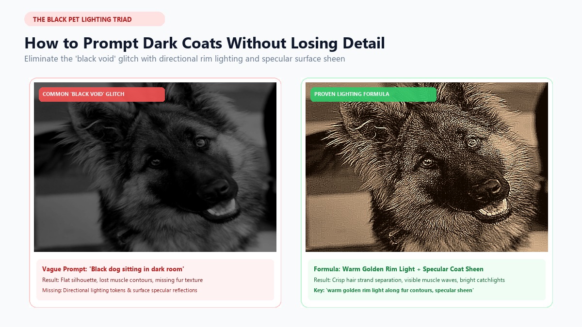 How to Prompt Dark-Coated Dogs and Cats Without Losing Detail