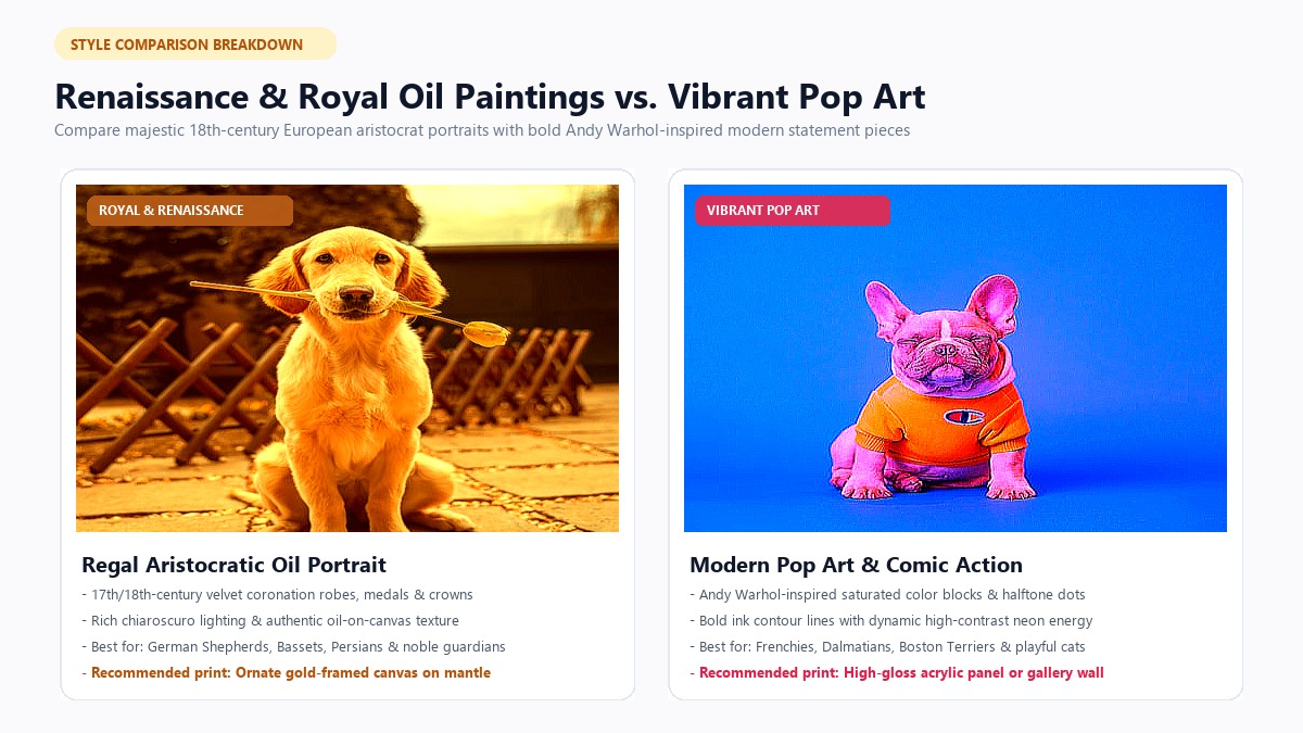 Renaissance & Royal Oil Paintings vs. Vibrant Pop Art