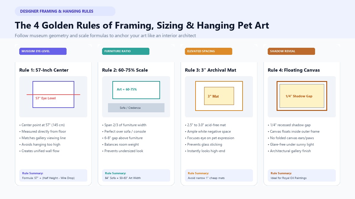 The 4 Golden Rules of Framing, Sizing & Hanging Pet Art