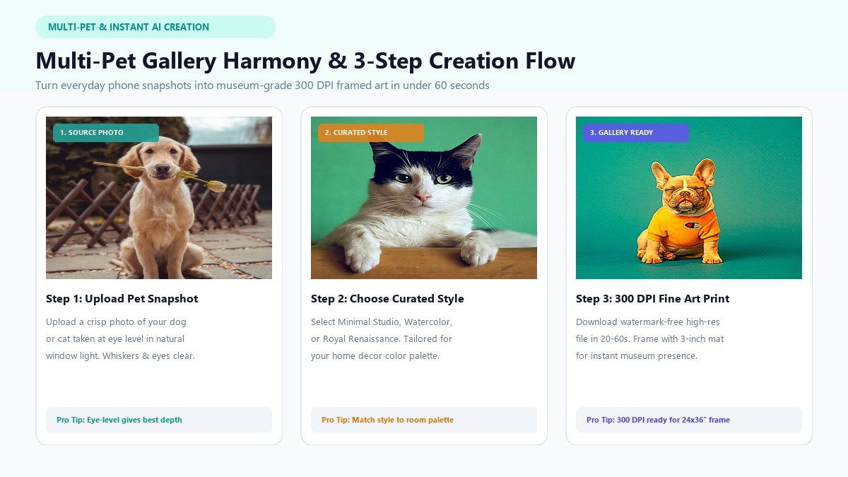 Multi-Pet Gallery Harmony & 3-Step Creation Flow