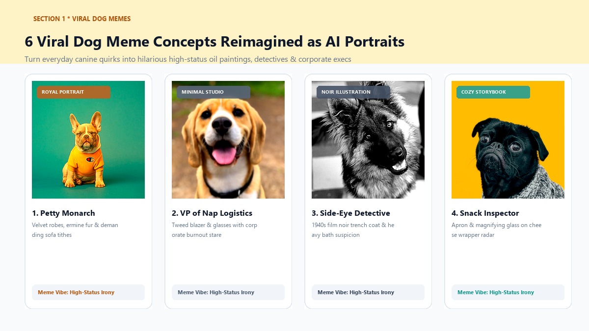 6 Viral Dog Meme Concepts Reimagined as AI Pet Portraits