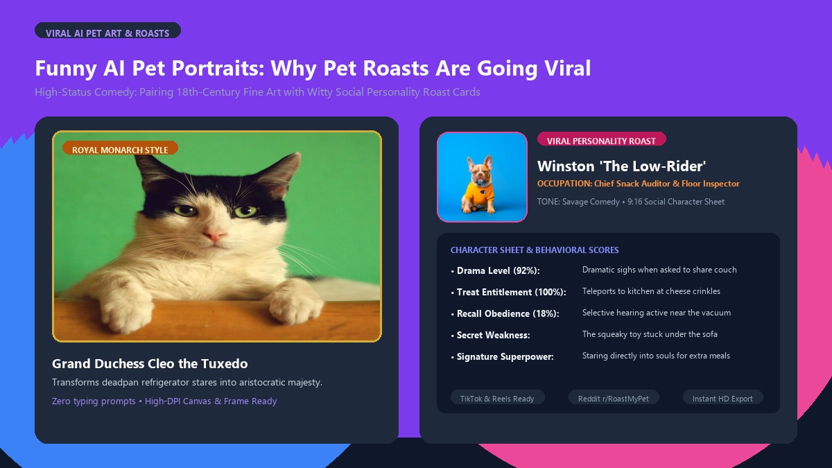 Funny AI Pet Portraits: Why Pet Personality Roasts Are Going Viral