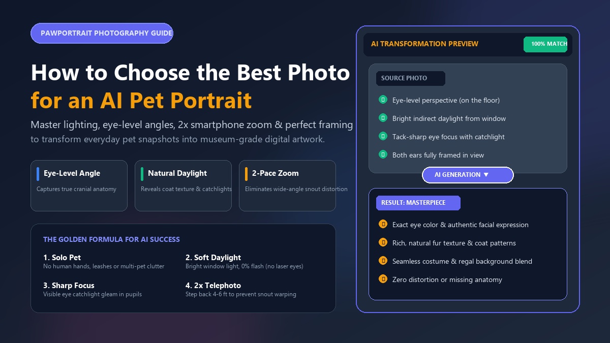 How to Choose the Best Photo for an AI Pet Portrait - Lighting, Angles, and Focus Guide