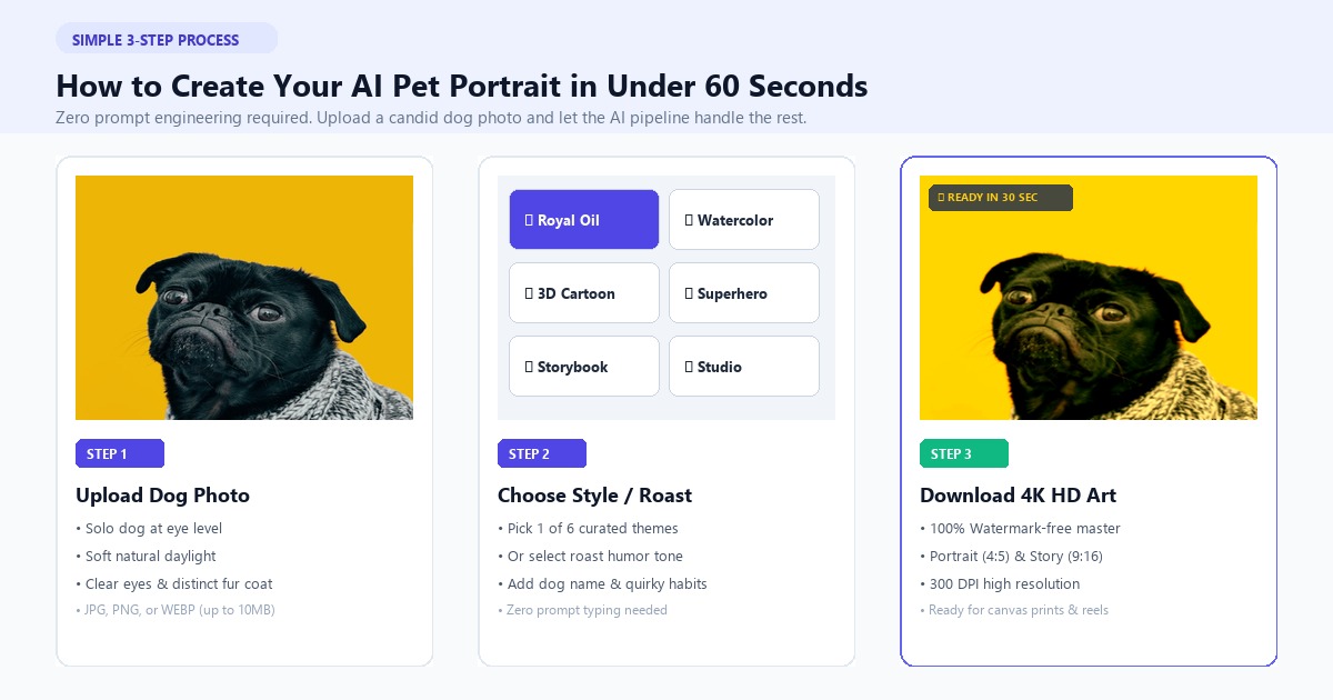3 Easy Steps to Create a High-Resolution AI Pet Portrait