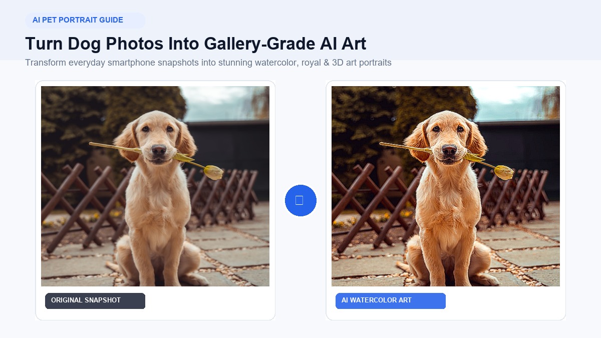 Turn your dog photo into a beautiful AI pet portrait