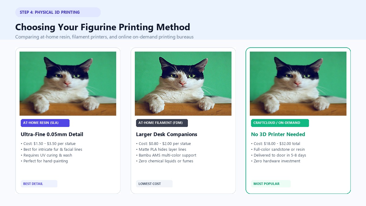 Choosing between home resin, filament, and on-demand 3D print bureaus