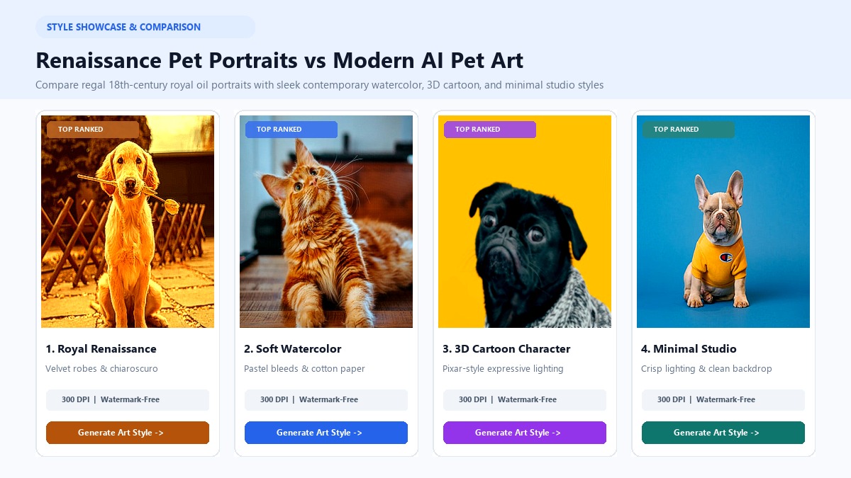 Renaissance Pet Portraits vs Modern AI Pet Art: Style Guide