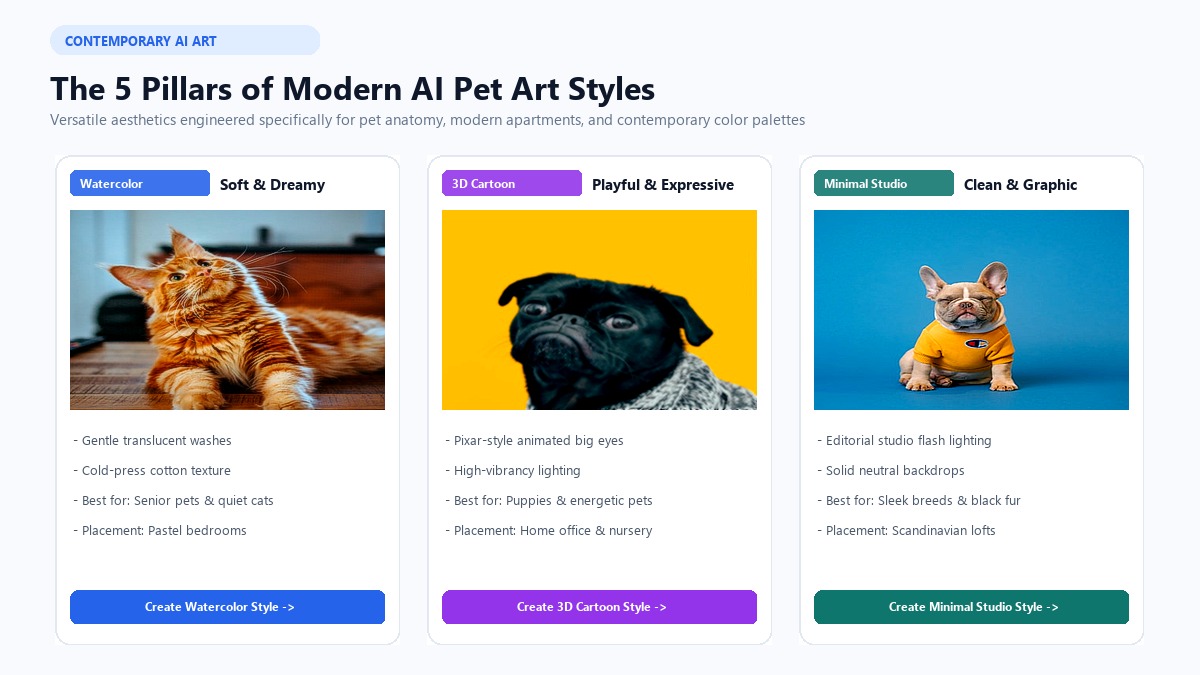 The 5 Pillars of Modern AI Pet Art Styles