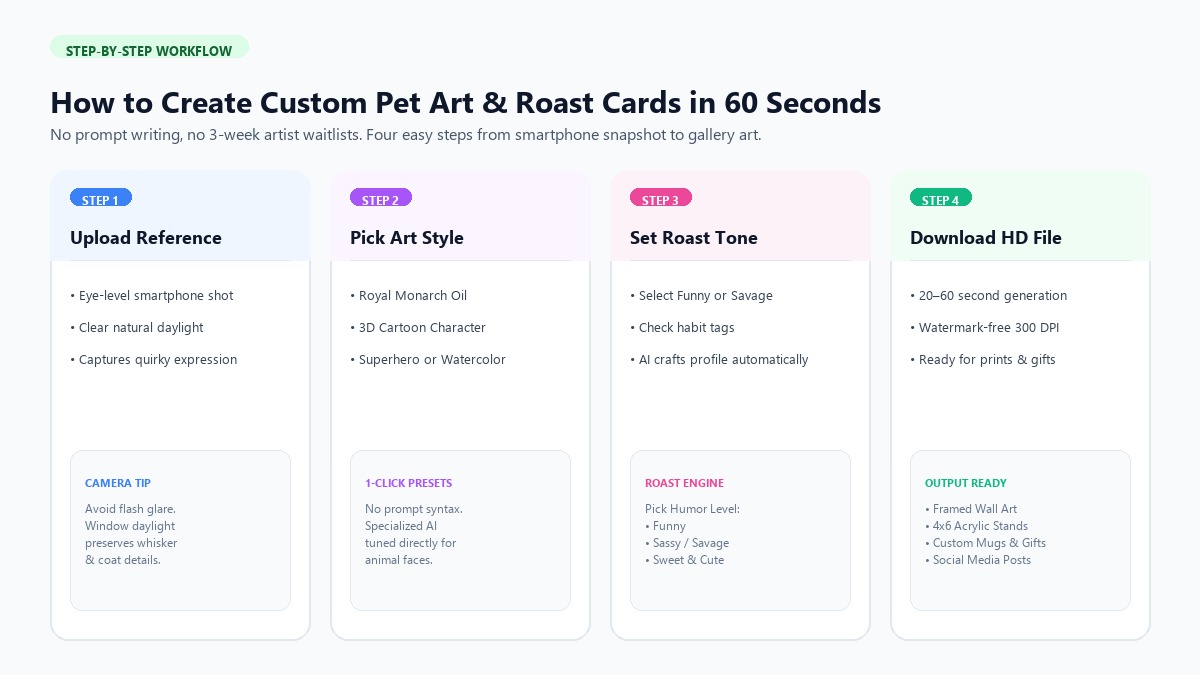 How to Create Custom Pet Art and Roast Cards in 60 Seconds