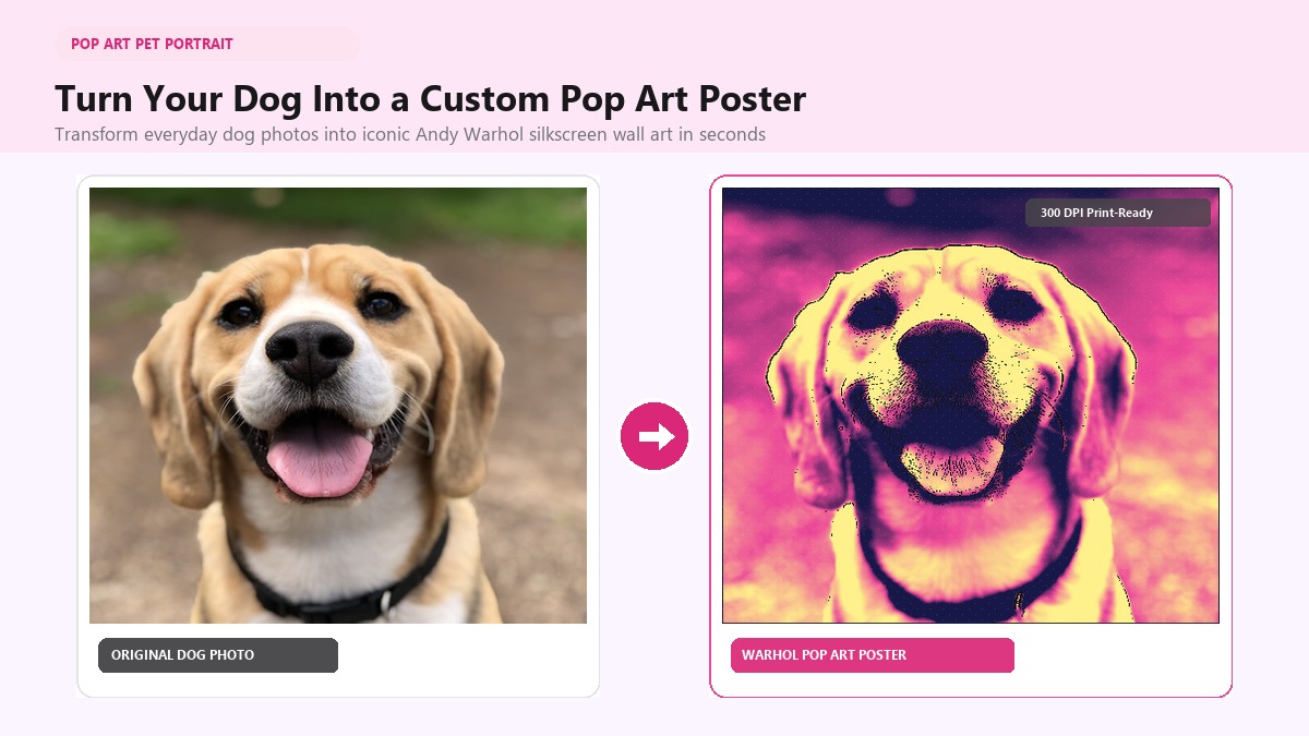 Turn your dog into a custom pop art poster