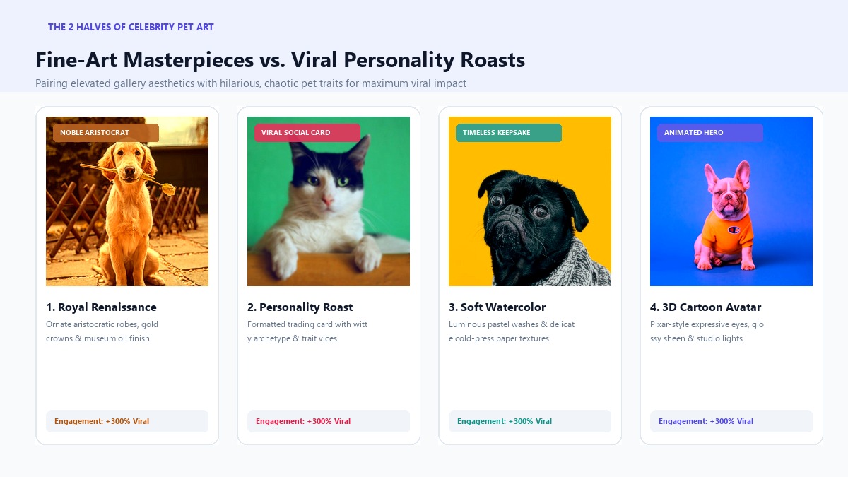 The 2 Halves of Celebrity Pet Art: Fine-Art Keepsakes vs Viral Personality Roasts