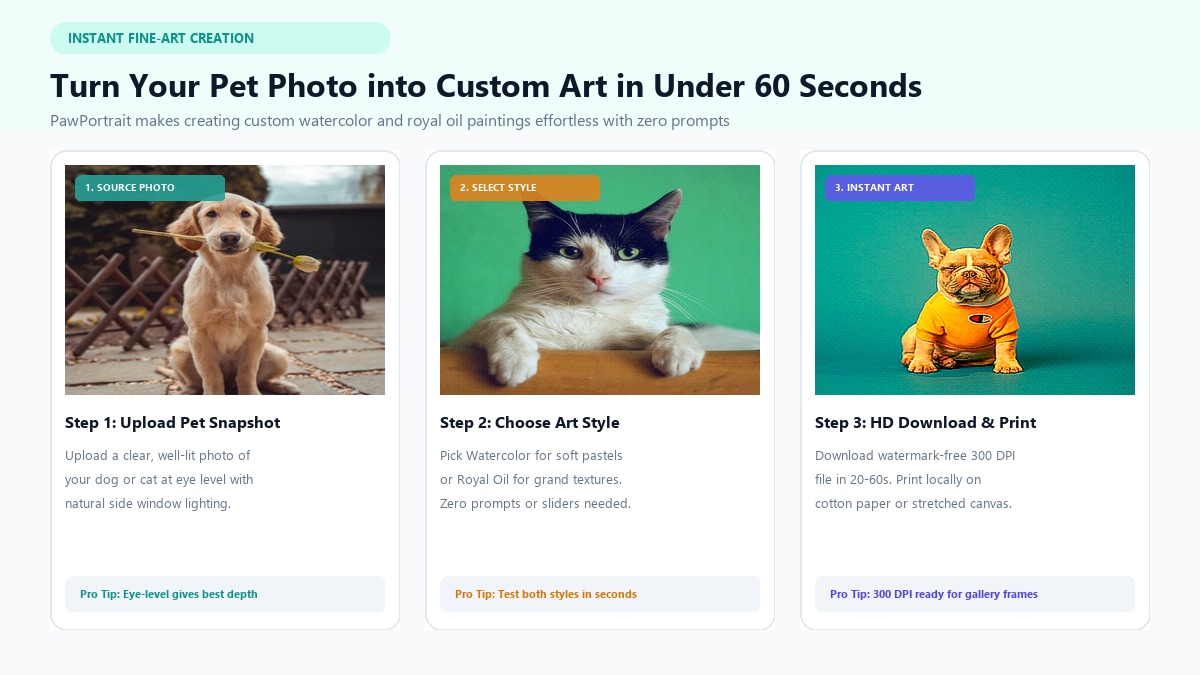 3 Simple Steps to Turn Your Pet Photo into Custom Fine Art with PawPortrait