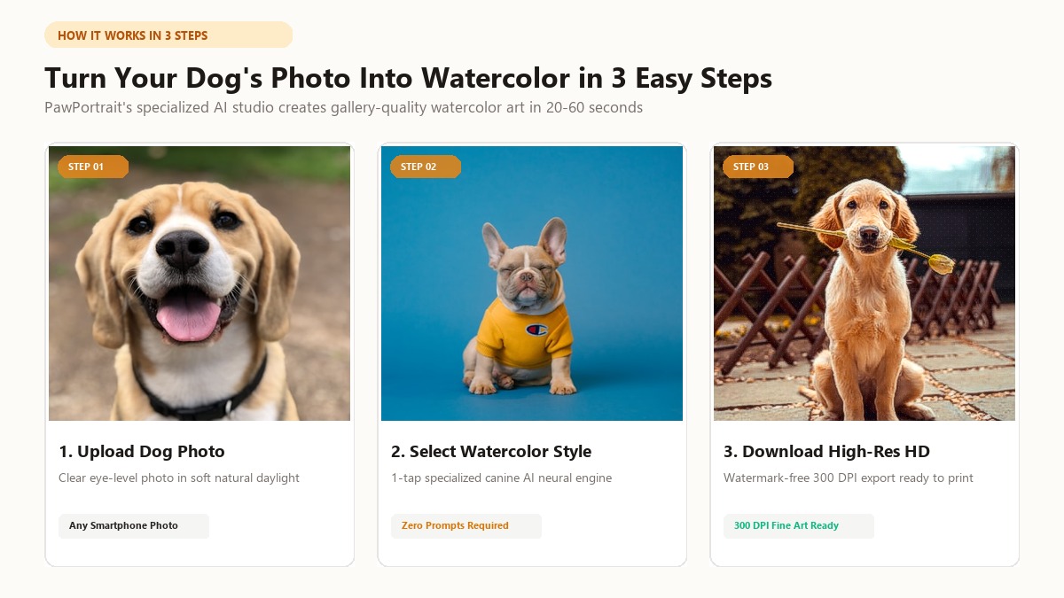 How to turn dog photo into watercolor portrait in 3 easy steps