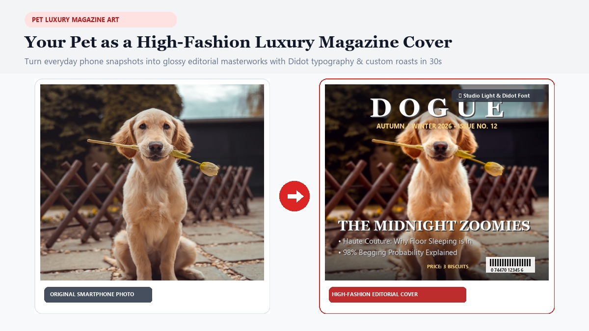 Your Pet as a Luxury Magazine Cover: How to Turn Everyday Photos into High-Fashion Art